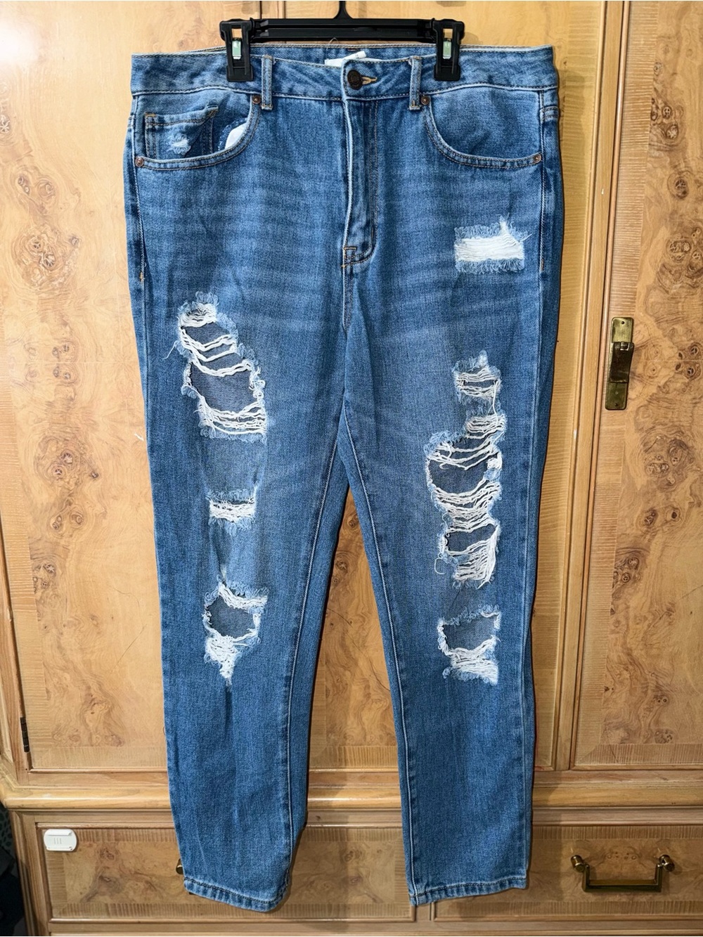 Distressed High-Rise Women's Jeans - Blue size 30